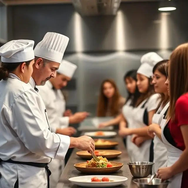 Chef teaching a group of students.