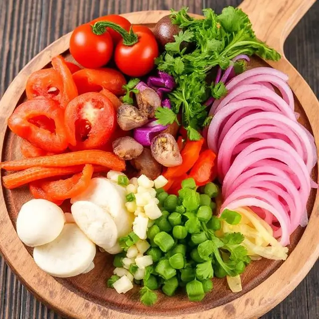 Fresh, high-quality ingredients on a wooden board.