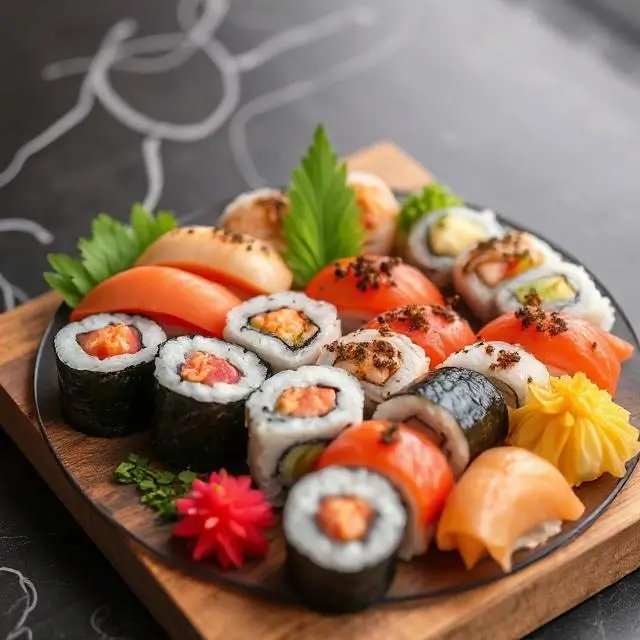 A platter of sushi.