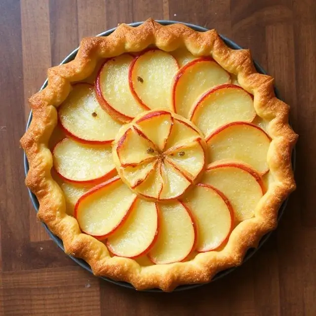 A photo of a student's beautifully baked apple tart.