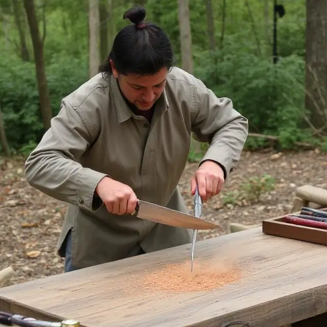 Knife skills demonstration.