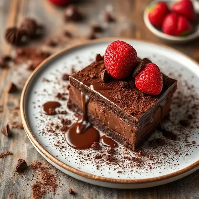 A complex chocolate dessert.