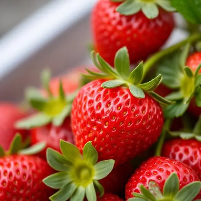 Close-up of fresh strawberries.