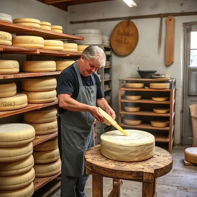 A local artisan cheese maker at work.