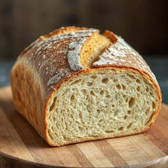 A beautiful loaf of artisan sourdough bread.