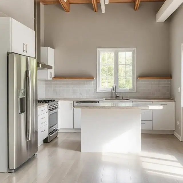 A newly renovated, empty kitchen.